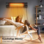 Incalzitor infrarosu TRESKO 2500W pentru perete – cu telecomanda, timer, LED, 3 trepte, interior/exterior, Negru - imagine 7