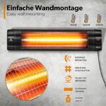 Incalzitor infrarosu TRESKO 2500W pentru perete – cu telecomanda, timer, LED, 3 trepte, interior/exterior, Negru - imagine 4