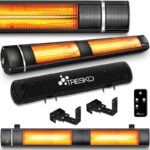 Incalzitor infrarosu TRESKO 3000W cu telecomanda – montaj perete, 3 trepte, interior & exterior, tehnologie Gold, Negru