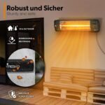 Incalzitor infrarosu TRESKO 2500W pentru perete – cu telecomanda, timer, LED, 3 trepte, interior/exterior, Negru - imagine 3