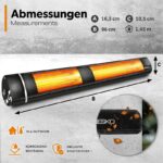 Incalzitor infrarosu TRESKO 3000W cu telecomanda – montaj perete, 3 trepte, interior & exterior, tehnologie Gold, Negru - imagine 7