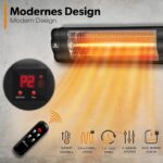 Incalzitor infrarosu TRESKO 2500W pentru perete – cu telecomanda, timer, LED, 3 trepte, interior/exterior, Negru - imagine 2