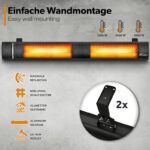Incalzitor infrarosu TRESKO 3000W cu telecomanda – montaj perete, 3 trepte, interior & exterior, tehnologie Gold, Negru - imagine 6