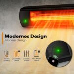 Incalzitor infrarosu TRESKO 3000W cu telecomanda – montaj perete, 3 trepte, interior & exterior, tehnologie Gold, Negru - imagine 4