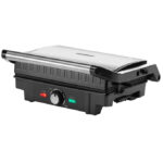 Grill electric MONZANA, 1600W, placi antiaderente, tava detasabila ulei, Cool-Touch, negru/inox