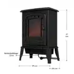Semineu electric decorativ 2000W, negru, 2 trepte de incalzire, IP20, 57 x 39 x 24 cm, Juskys - imagine 3