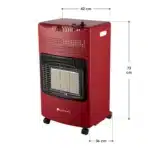 Incalzitor gaz 4.2 kW, Pliabil – 3 trepte, cu roti, exterior si interior, siguranta si placi ceramice, Rosu, Juskys - imagine 3