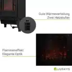 Semineu electric decorativ 2000W, negru, 2 trepte de incalzire, IP20, 57 x 39 x 24 cm, Juskys - imagine 9