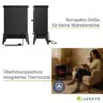 Semineu electric decorativ 2000W, negru, 2 trepte de incalzire, IP20, 57 x 39 x 24 cm, Juskys - imagine 8