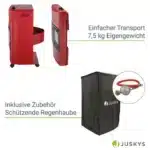 Incalzitor gaz 4.2 kW, Pliabil – 3 trepte, cu roti, exterior si interior, siguranta si placi ceramice, Rosu, Juskys - imagine 8