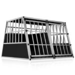 Cușcă transport câini XXL Cadoca Bruno – aluminiu 97x90x70 cm, dublă și stabilă pentru câini mari