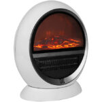 Incalzitor Electric Alb 1500W, Semineu decorativ, Flacari LED si Oscilatie, 35 x 31 x 18 cm, Deuba