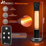 TRESKO Incalzitor terasa vertical 2000W cu telecomanda si timer, interior exterior, IP34, tip turn - imagine 2