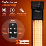 TRESKO Incalzitor terasa vertical 2000W cu telecomanda si timer, interior exterior, IP34, tip turn - imagine 4