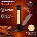 TRESKO Incalzitor terasa vertical 2000W cu telecomanda si timer, interior exterior, IP34, tip turn - imagine 6