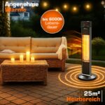TRESKO Incalzitor terasa vertical 2000W cu telecomanda si timer, interior exterior, IP34, tip turn - imagine 8