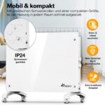 Radiator electric TRESKO 1500W, Instant-Heat, Design Slim, Mod ECO si Protectie IP24, Alb - imagine 3