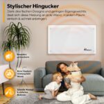 Radiator electric TRESKO 1500W, Instant-Heat, Design Slim, Mod ECO si Protectie IP24, Alb - imagine 2