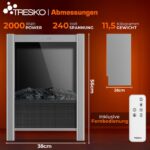 Semineu electric TRESKO 2000W flacari LED realiste, LCD Touch, WiFi, Aplicatie & Telecomanda – Caldura instant, 5 – 35°C - imagine 2