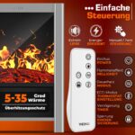 Semineu electric TRESKO 2000W flacari LED realiste, LCD Touch, WiFi, Aplicatie & Telecomanda – Caldura instant, 5 – 35°C - imagine 6