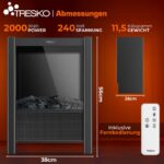 Semineu electric TRESKO 2000W flacari LED realiste, LCD Touch, WiFi, Aplicatie & Telecomanda – Caldura instant, 5 – 35°C, Negru - imagine 2