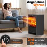 Semineu electric TRESKO 2000W flacari LED realiste, LCD Touch, WiFi, Aplicatie & Telecomanda – Caldura instant, 5 – 35°C, Negru - imagine 3