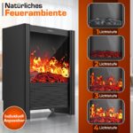 Semineu electric TRESKO 2000W flacari LED realiste, LCD Touch, WiFi, Aplicatie & Telecomanda – Caldura instant, 5 – 35°C, Negru - imagine 5