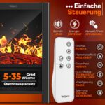 Semineu electric TRESKO 2000W flacari LED realiste, LCD Touch, WiFi, Aplicatie & Telecomanda – Caldura instant, 5 – 35°C, Negru - imagine 6