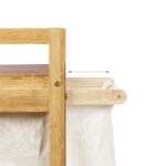 Cos de rufe cu raft din bambus, Alb, 73 x 37 x 33 cm, Relaxdays - imagine 6