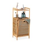 Raft de baie cu coș de rufe din Bambus, 96 x 44 x 33 cm, Relaxdays