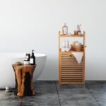 Raft de baie cu coș de rufe din Bambus, 96 x 44 x 33 cm, Relaxdays - imagine 2
