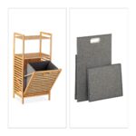 Raft de baie cu coș de rufe din Bambus, 96 x 44 x 33 cm, Relaxdays - imagine 4