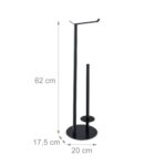 Suport hârtie igienică din metal NEGRU– modern, Relaxdays - imagine 8