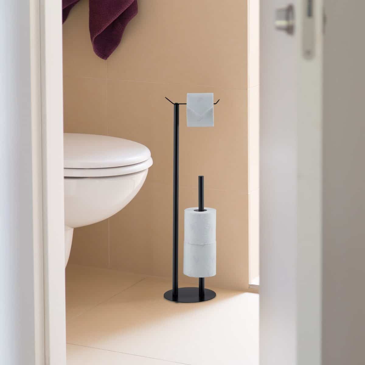 Suport hârtie igienică din metal NEGRU– modern, Relaxdays - imagine 4