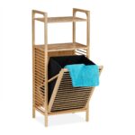 Cos de rufe din Bambus cu Rafturi pentru Baie, 95 x 40 x 30 cm, Relaxadys