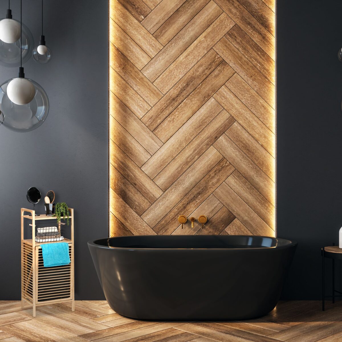 Cos de rufe din Bambus cu Rafturi pentru Baie, 95 x 40 x 30 cm, Relaxadys - imagine 7