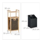 Cos de rufe din Bambus cu Rafturi pentru Baie, 95 x 40 x 30 cm, Relaxadys - imagine 6