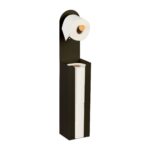 Suport hârtie igienică 2-în-1 din bambus și metal – modern și compact, Negru
