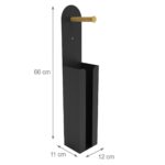 Suport hârtie igienică 2-în-1 din bambus și metal – modern și compact, Negru - imagine 4