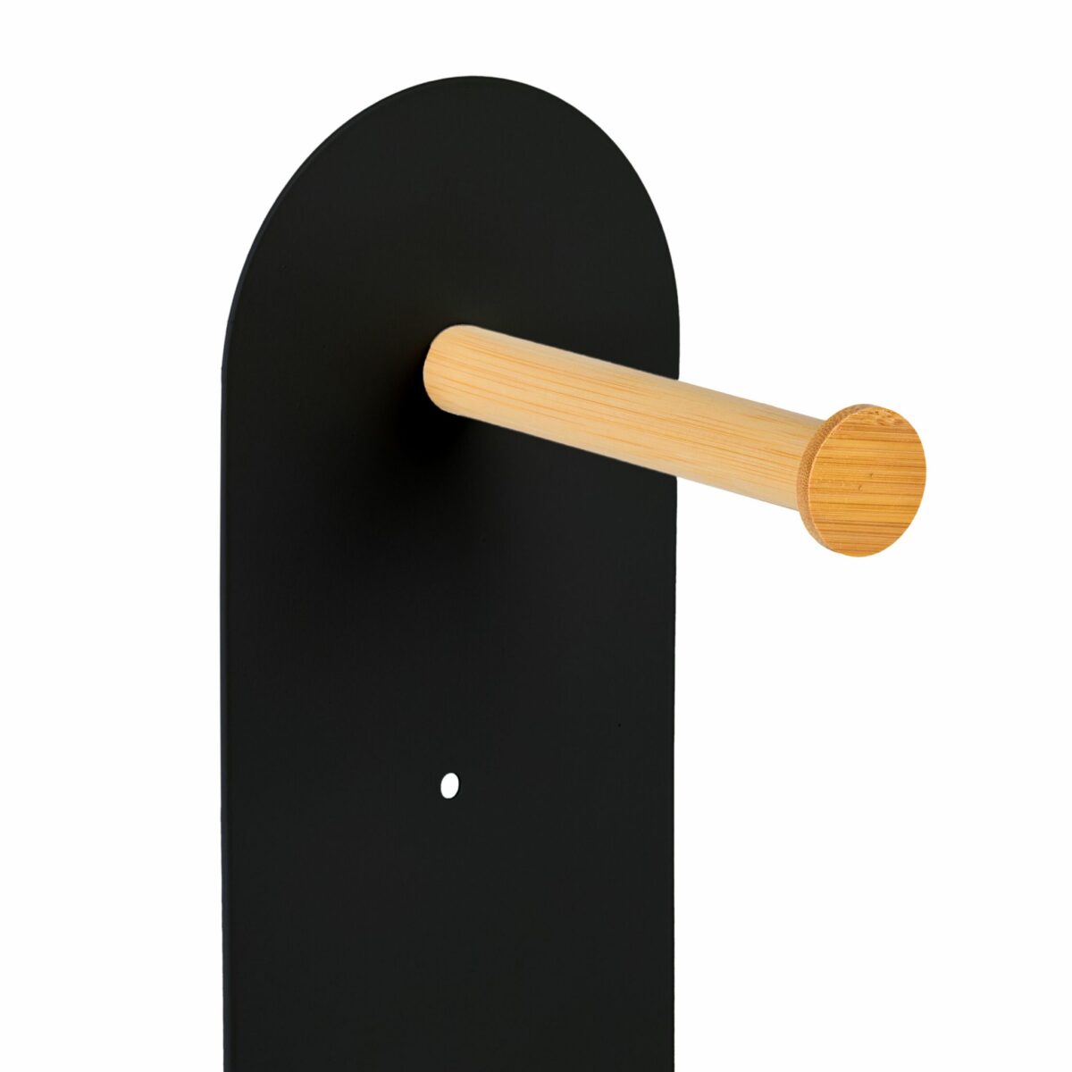 Suport hârtie igienică 2-în-1 din bambus și metal – modern și compact, Negru - imagine 6