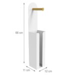 Suport hârtie igienică 2-în-1 din bambus și metal – modern și compact, ALB - imagine 5