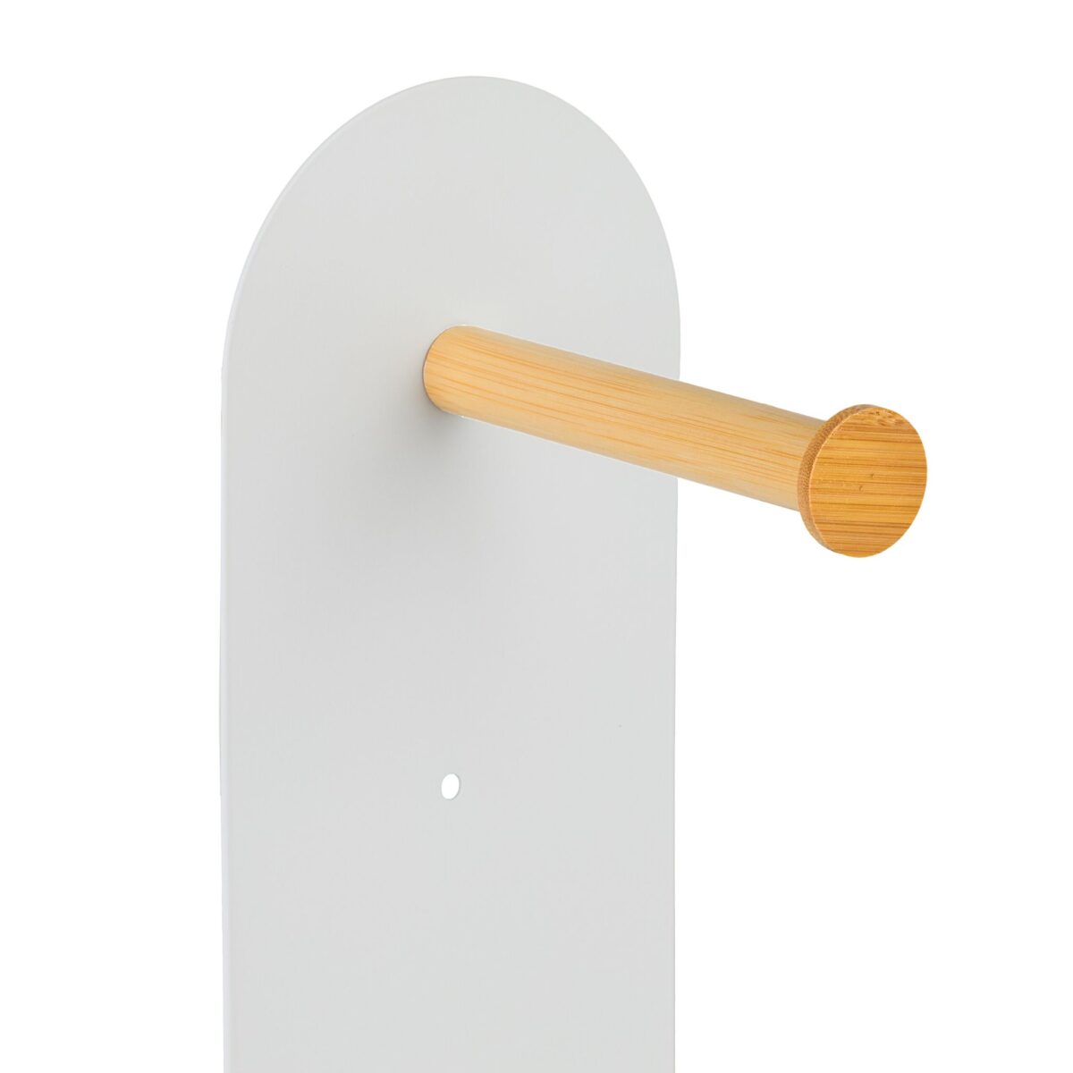 Suport hârtie igienică 2-în-1 din bambus și metal – modern și compact, ALB - imagine 7