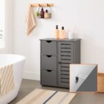 Dulap gri modern cu 3 sertare și ușă lamelară – design elegant pentru baie, hol sau dormitor - imagine 5