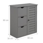 Dulap gri modern cu 3 sertare și ușă lamelară – design elegant pentru baie, hol sau dormitor - imagine 4
