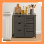 Dulap gri modern cu 3 sertare și ușă lamelară – design elegant pentru baie, hol sau dormitor - imagine 3