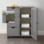 Dulap gri modern cu 3 sertare și ușă lamelară – design elegant pentru baie, hol sau dormitor - imagine 2