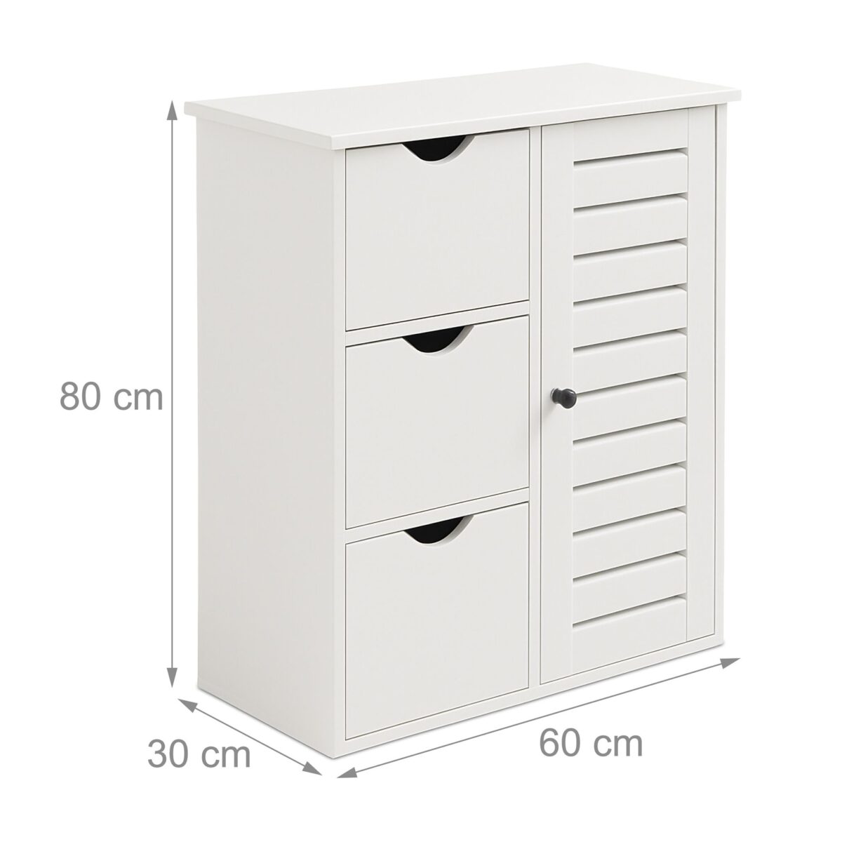 Dulap alb cu 3 sertare și ușă lamelară – design scandinav modern pentru baie și hol - imagine 5