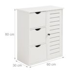 Dulap alb cu 3 sertare și ușă lamelară – design scandinav modern pentru baie și hol - imagine 5