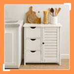 Dulap alb cu 3 sertare și ușă lamelară – design scandinav modern pentru baie și hol - imagine 4