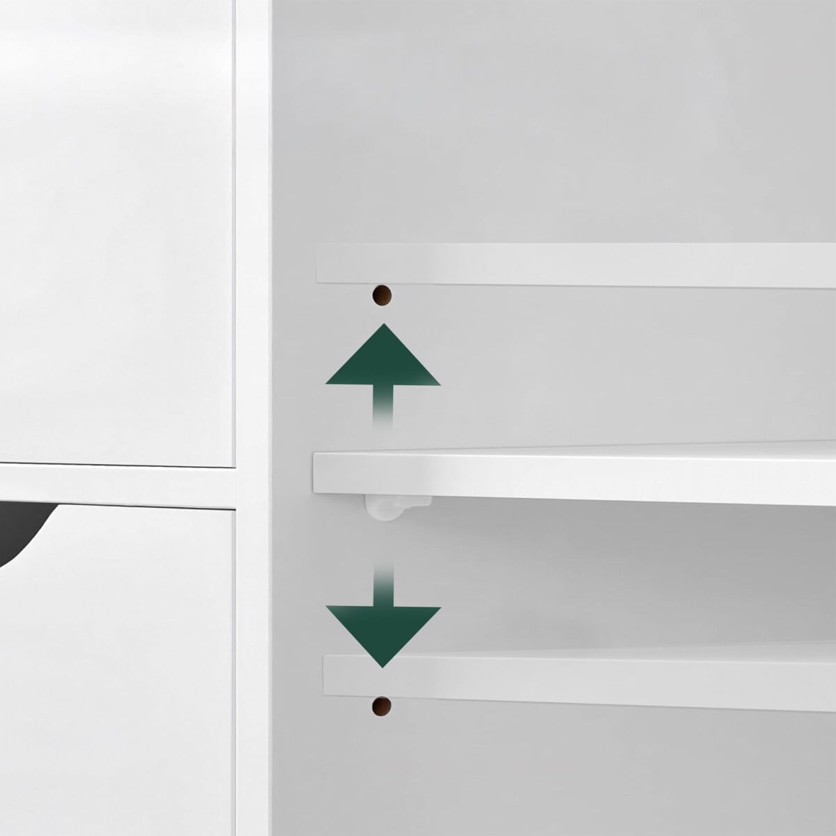 Dulap alb cu 3 sertare și ușă lamelară – design scandinav modern pentru baie și hol - imagine 3